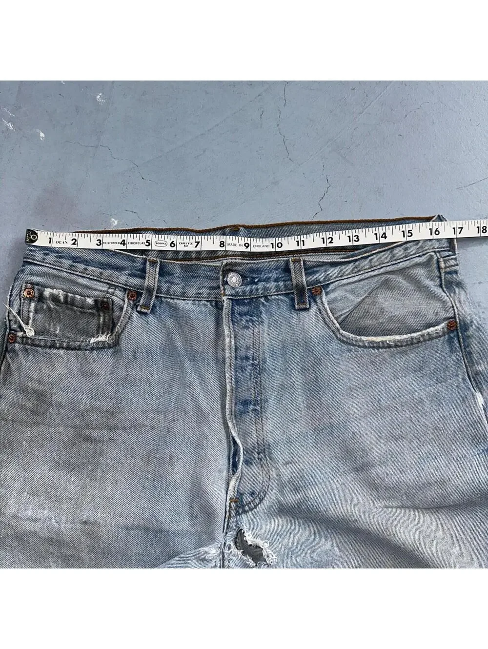 Levis 501 Vintage 90s USA XX Straight Leg Jeans Blue Thrashed 34x34 Act 33x32